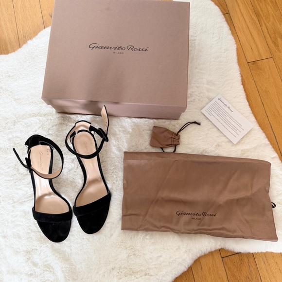 Authentic GIANVITO ROSSI Portofino 85 Black suede sandals size 37.5 (7.5) - Picture 4 of 12